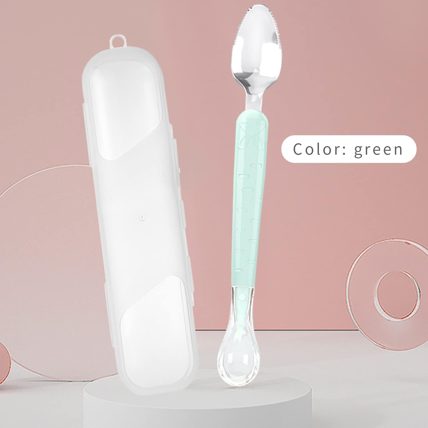 Double Head Baby Silicone Food Spoon Green