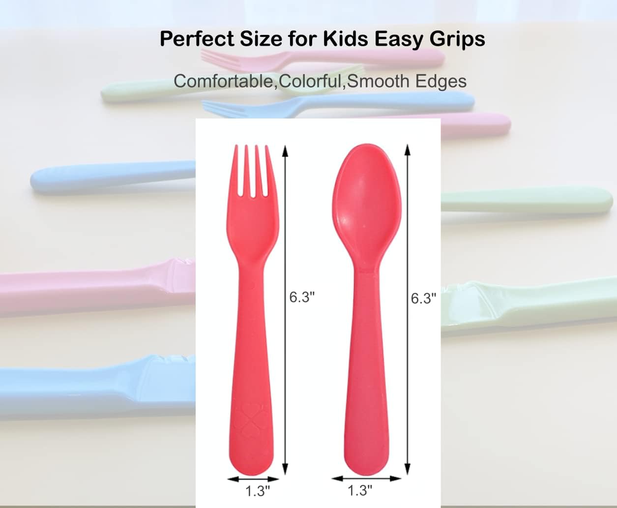 Jawbush 16-Piece Plastic Flatware Set for Kids Lunch