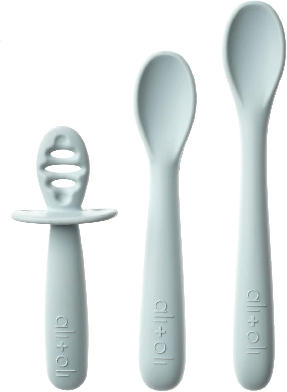 AliOli 3pc Silicone Spoon Set for Baby Blue