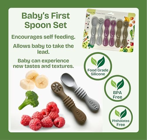 6 Pack Baby Led Weaning Silicone Folding Baby Spoon Set Purple