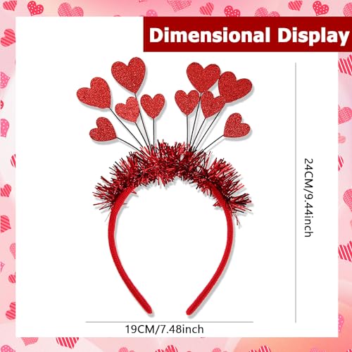 Belsita Sequins Heart Headband Valentines Day Glitter Red Heart Hair Accessories