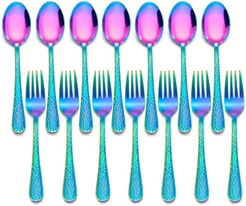 Perfect for Little Ones 14-Piece Rainbow Silverware Set for Toddlers