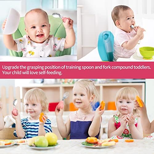 Deejoy Toddler Utensils Stainless Steel Silverware Set with Travel Case Pink