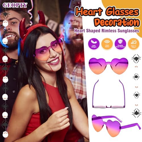 14 Pack Heart Sunglasses for Women - Halloween Party Decorations