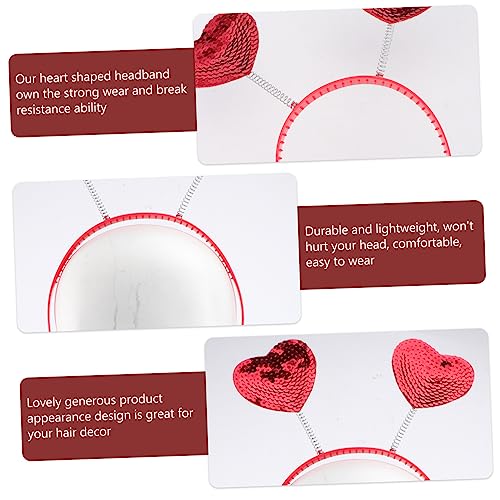 Romantic Heart Headband Red Sequin for Valentines Day
