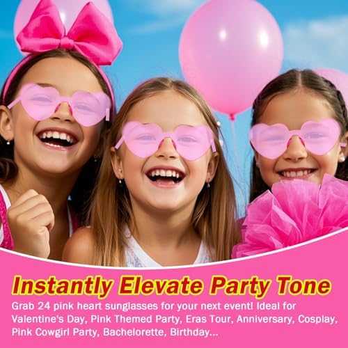 24pcs Heart Shaped Sunglasses for Valentine Party Fun