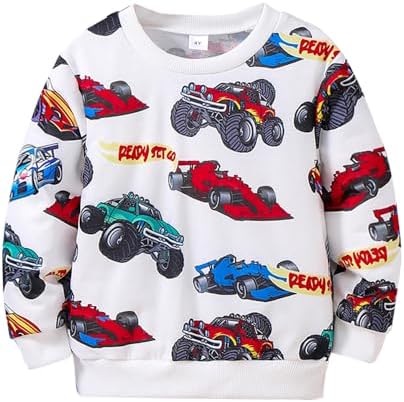 Nivne Sports Car Graphic Print Round Neck Sweatshirt for Toddlers Boys
