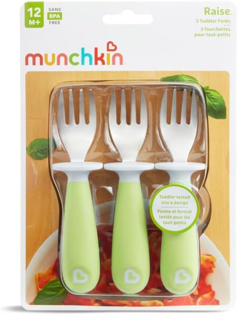 Munchkin Toddler Fork Set - 3-Piece Green Perfect for Mealtime