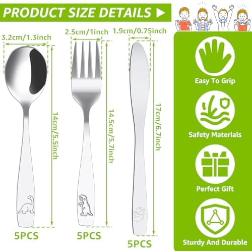Stainless Steel Dinosaur Kids Flatware Set