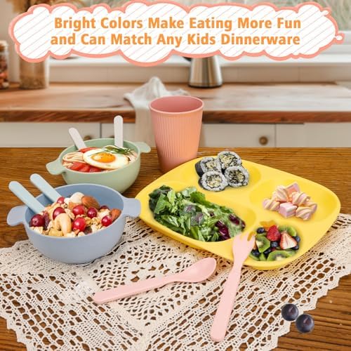Bamboo Toddler Utensils Set Self Feeding BPA Free