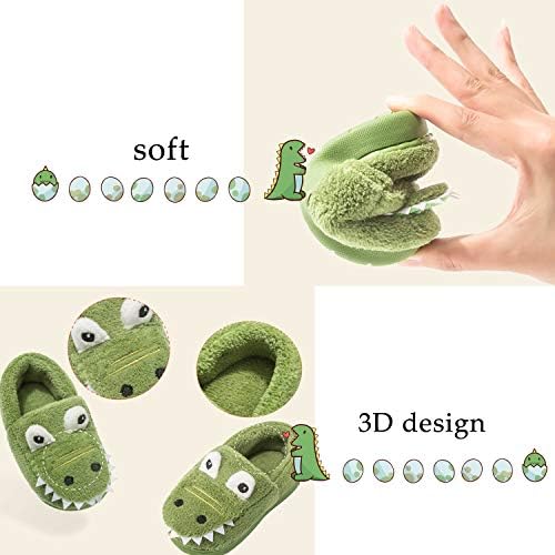 JACKSHIBO Toddler Slippers Dinosaur Cute Washable Soft Warm