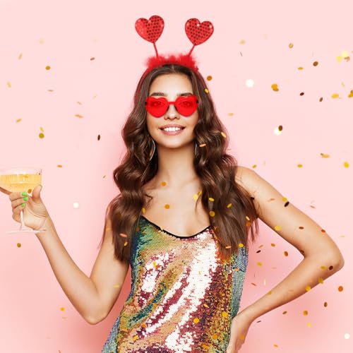 Valentines Day Heart Headband Glasses Set For Women