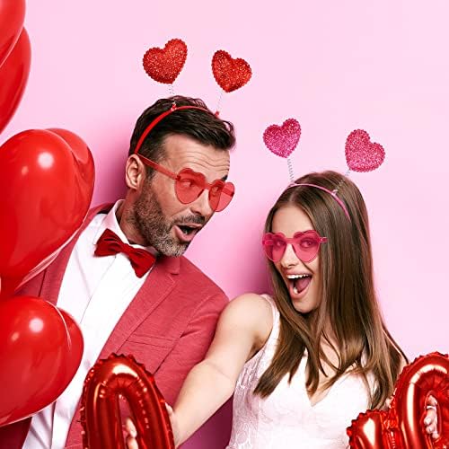 Valentines Heart Accessories 48 Pcs Heart Headbands Sunglasses for Parties