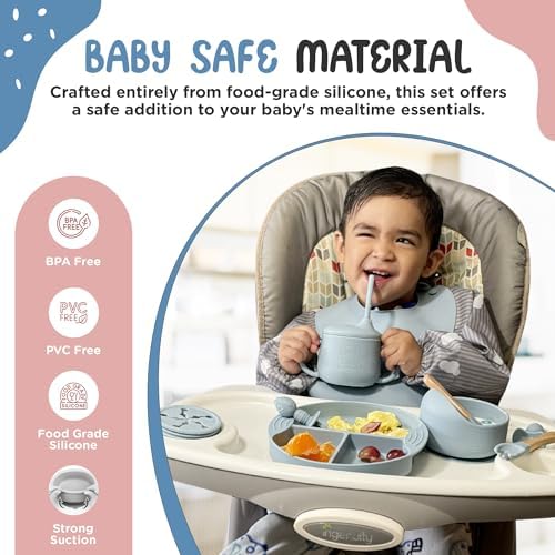 NOVABABY Silicone Baby Feeding Set with Suction Plate and Bowl