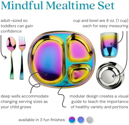 Ahimsa Kids and Toddler Plate and Bowl Set Mindful Mealtime