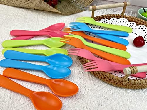 Jawbush 16-Piece Plastic Flatware Set for Kids Lunch