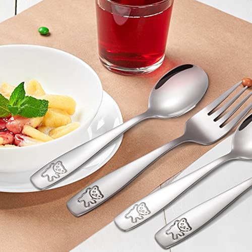 Stainless Steel Kids Silverware Set with Cute Bear Engraving