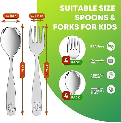 8-Piece Toddler Flatware Set with Mirror Polished Design