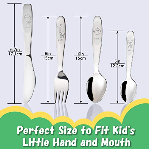 Cute Animal Kids Stainless Steel Flatware Set 4PCS Age 3