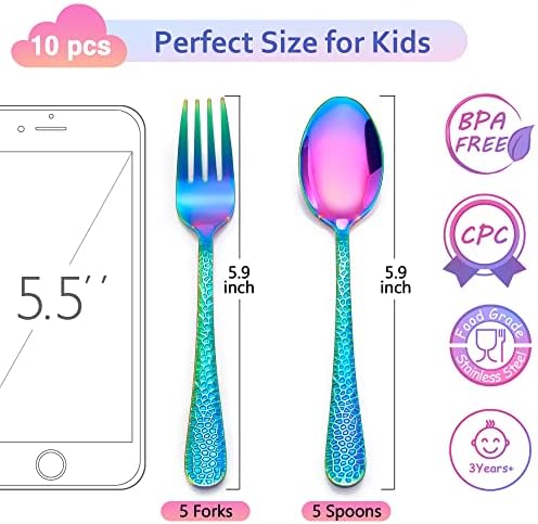 Perfect for Little Ones 14-Piece Rainbow Silverware Set for Toddlers