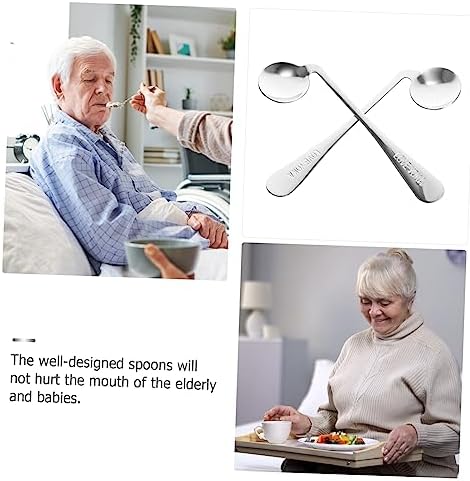 Cabilock 2Pcs Curved and Elder Eating Spoons for Easy Feeding