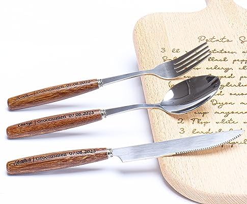 Personalized Stainless Steel Cutlery Set with Case and Engraved Handle