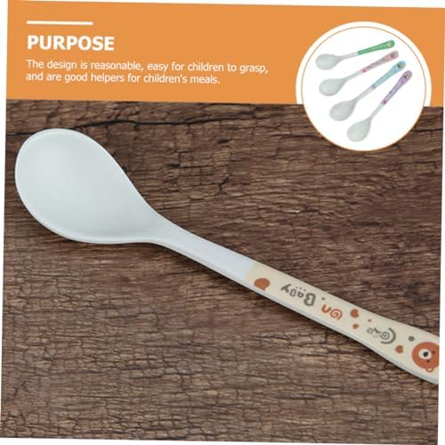 Mixed-Material 4-Piece Self-Feeding Spoons Child-Friendly Design