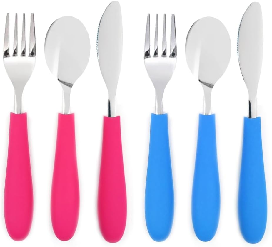 Fun Silverware with Silicone Handle for Kids