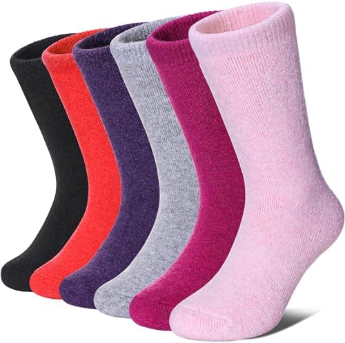 MQELONG Winter Warm Wool Socks for Kids 6 Pairs