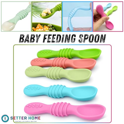 Sturdy soft BPA-free silicone baby spoons Self-feeding 6-12 months