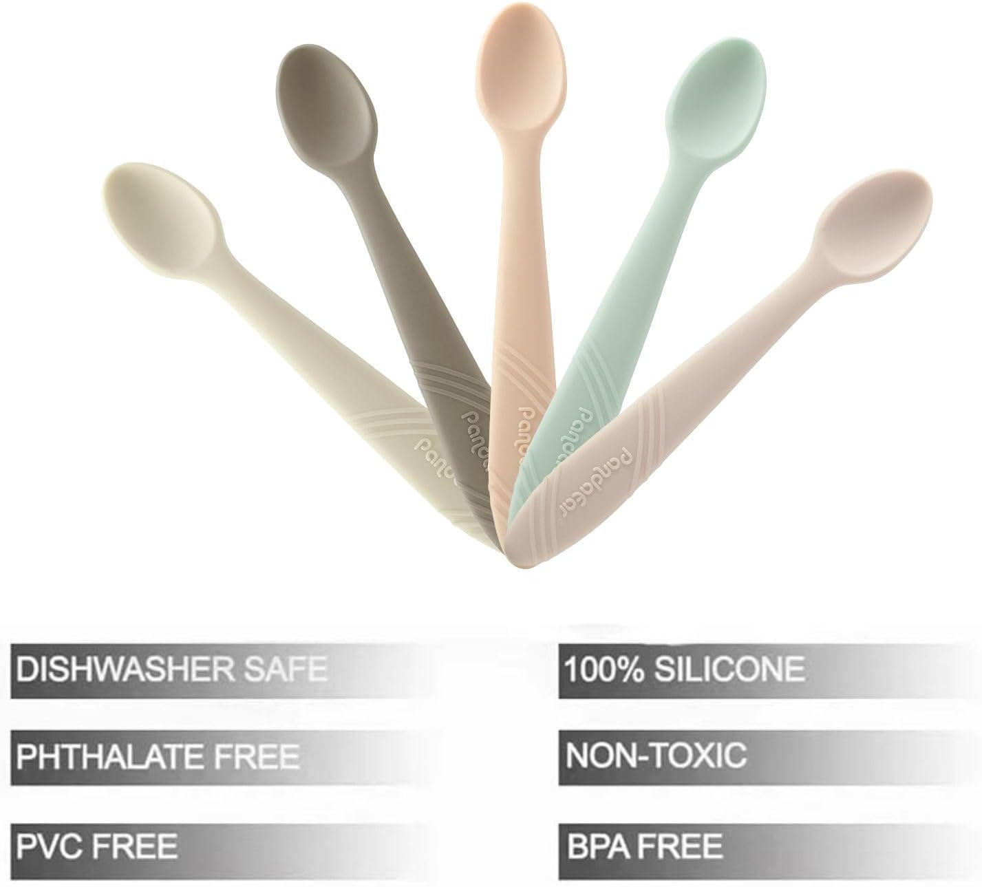 PandaEar 5-Piece Silicone Baby Spoons for Infants