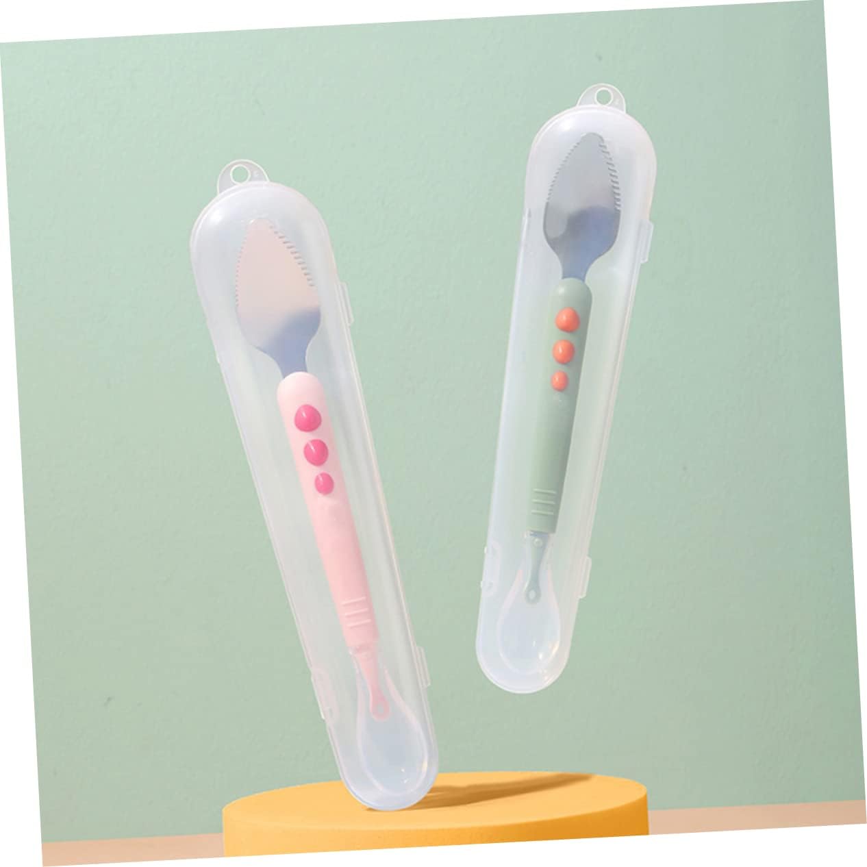 SECFOUDouble-Handled Silicone Baby Spoon for Toddlers
