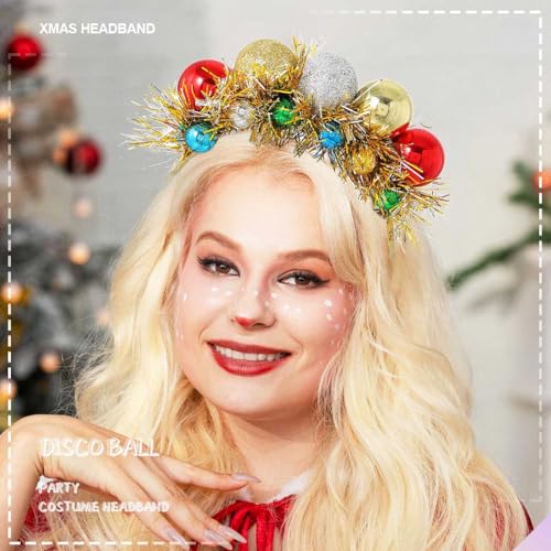 festive gold disco headband for women