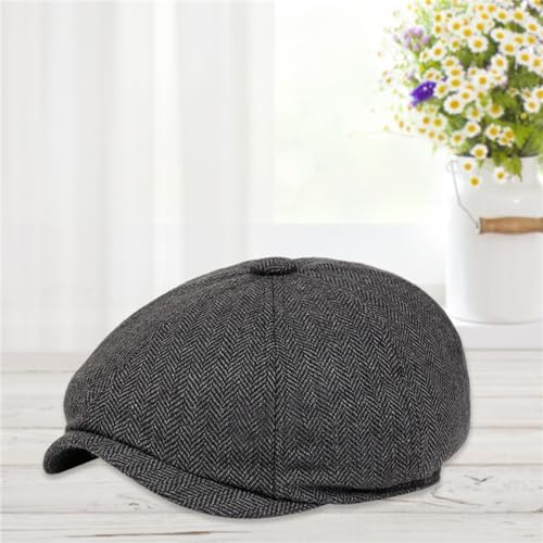 8-Panel Peaky Tweed Newsboy Hat for Men Women