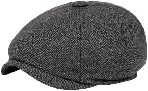 8-Panel Peaky Tweed Newsboy Hat for Men Women