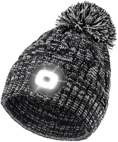 Etsfmoa Unisex Winter Beanie with LED Headlamp Hat - Warm