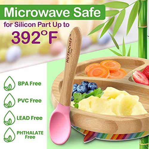 Eco-Friendly 2-Piece Wooden Silicone Baby Spoon Set