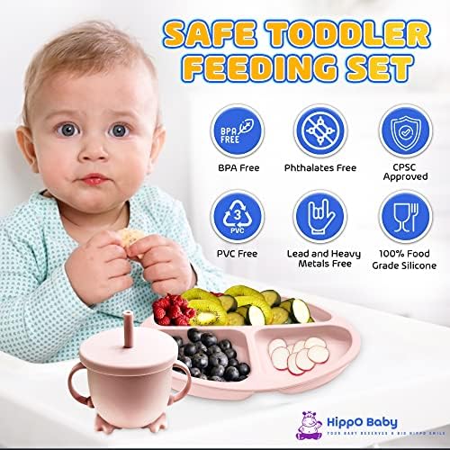 HippoBaby - Mealtime Made Manageable 10-Piece silicone feeding set for Baby Toddler