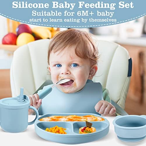 Silicone Baby Feeding Set Safe Suction Feeding Discs for Toddler Self-Feeding