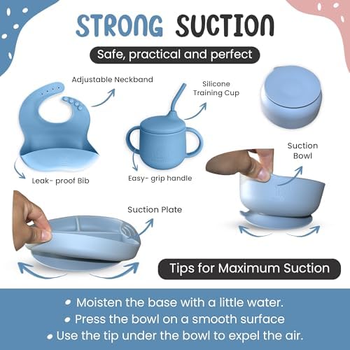 NOVABABY Silicone Baby Feeding Set with Suction Plate and Bowl