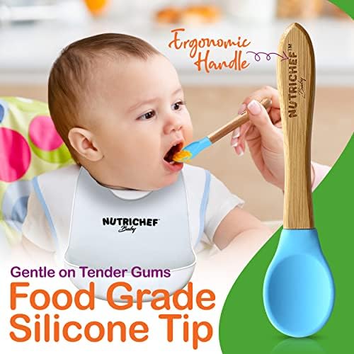 Eco-Friendly 2-Piece Wooden Silicone Baby Spoon Set