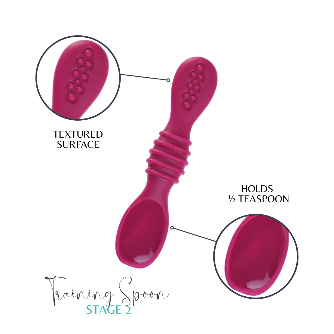 Nouribite Baby Silicone Spoons Fuchsia Set of 3 4 Months