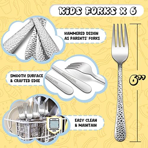 E-far Stainless Steel Kids Forks 6-Piece Set