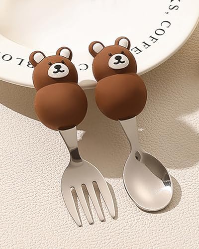 Toddler Utensils Set with Case 1810 Stainless Steel 12 Months 2 Pack BearDog