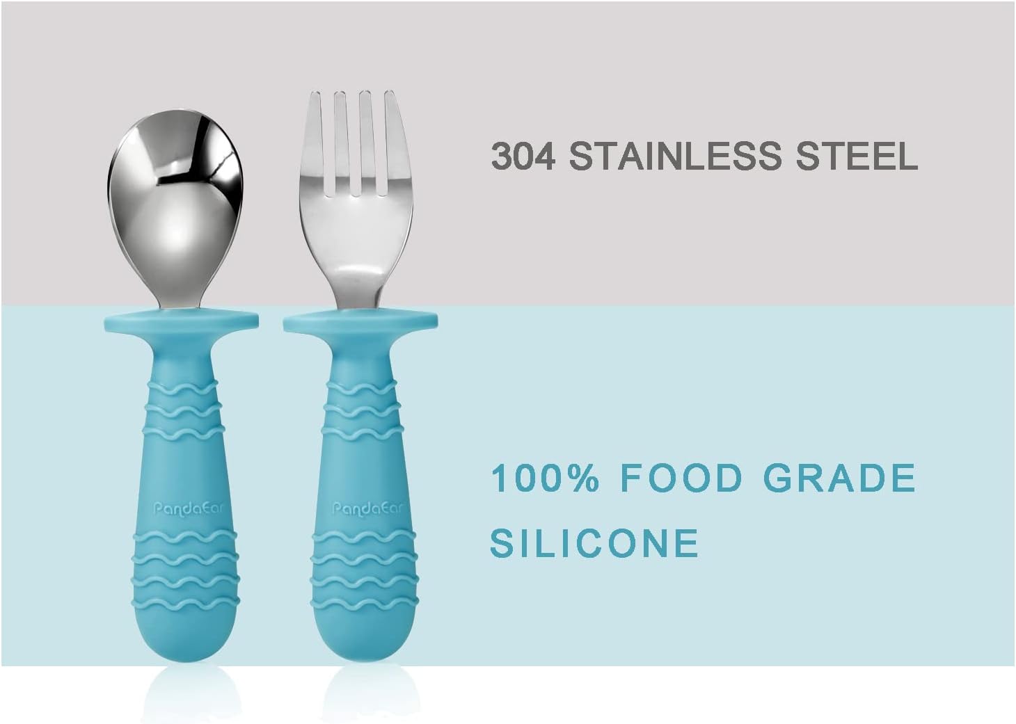 Perfect for Safety 4-Set Baby Utensils with Silicone Stainless-Steel Transparency