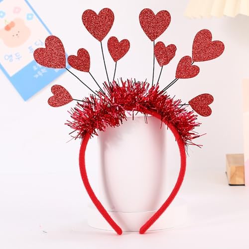 Valentines Day Heart Headband - Red and Heart-Shaped Sunglasses for Women