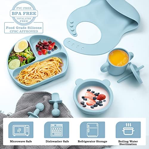 Silicone Baby Feeding Set Safe Suction Feeding Discs for Toddler Self-Feeding