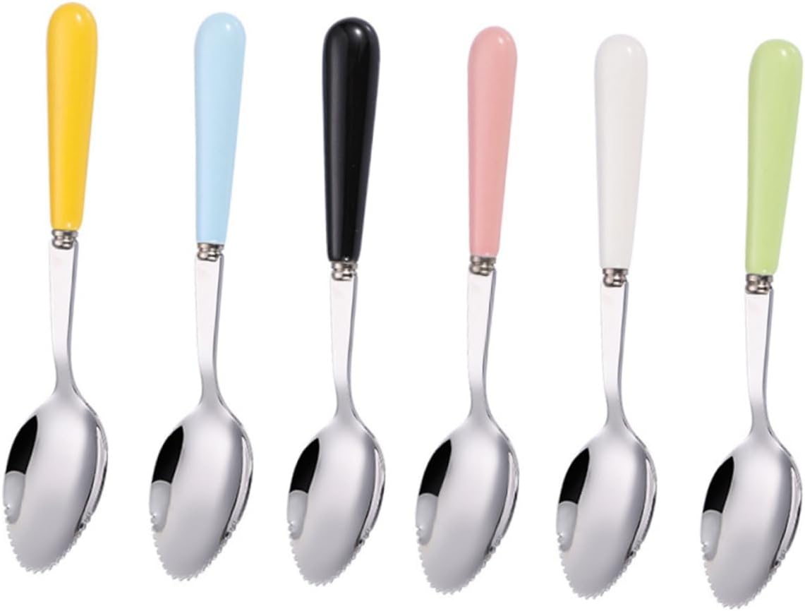 Serrated Baby Spoons Set 6PCS Easy Fruit Removal Comfortable Grip