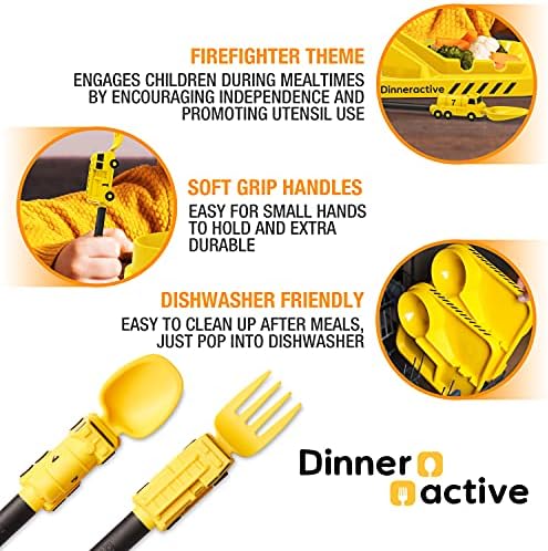 Dinneractive Kids Firefighter Fork Spoon Set Baking up Excitement for Meals