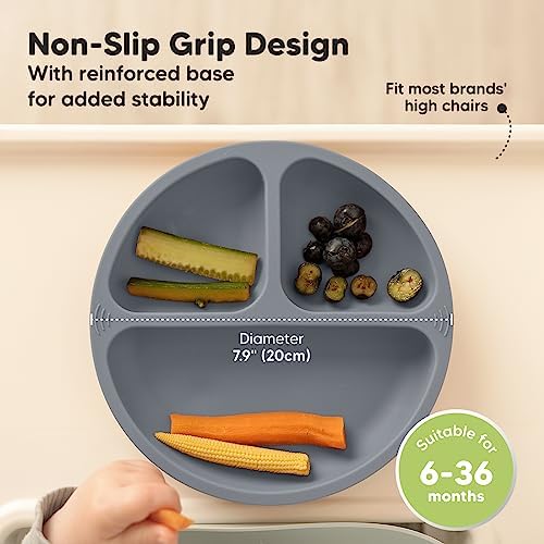 KeaBabies 4-Pack Silicone Baby Utensils Set and Suction Plates